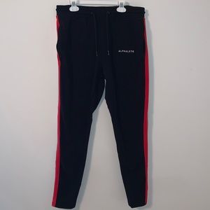 Men’s Alphalete Black and Red Striped Joggers